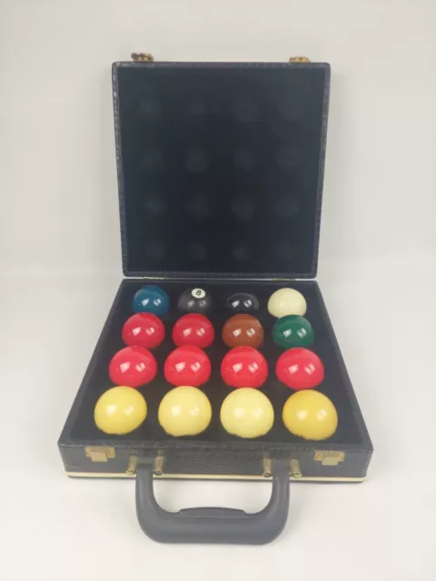 Pool Ball Set In Case 16 Balls In Carry Case Sports Pool Vintage T582