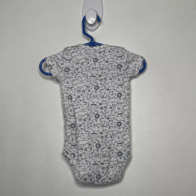 Carters One piece bodysuit baby boys Size 9 Months White Animals Short Sleeve 3