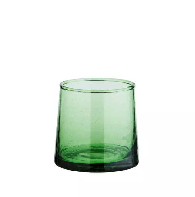 Small Green Recycled Glass Tumbler, Mini Rustic Chunky Glassware, Ethical Beldi