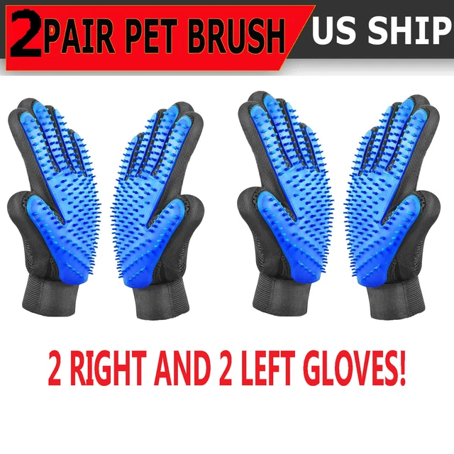 Grooming Dog Brush Gloves Pet Cat Pair Hair Fur Remover Mitt Massage Deshedding