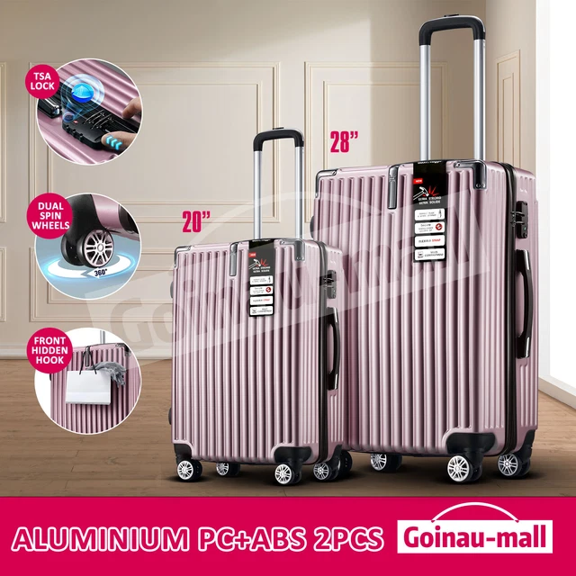 Lightweight Luggage Suitcase Trolley Set 2PCS Travel Storage Organiser Rose Gold