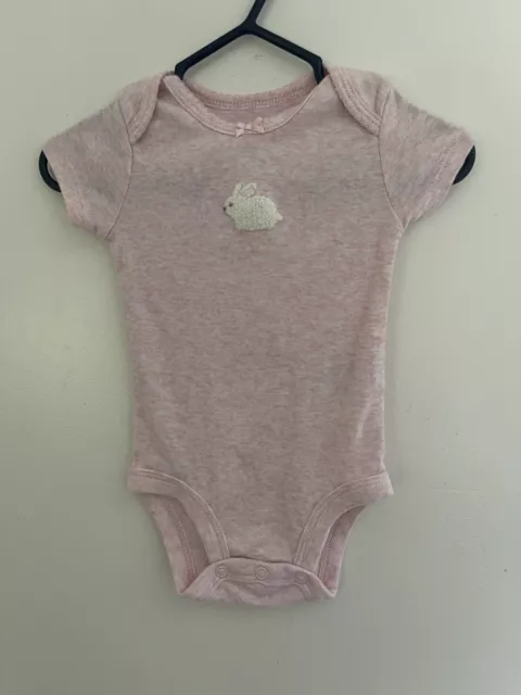 Carters Baby Girl Cute Textured Bunny Cotton Blend Short Sleeve Bodysuit Pink 3M