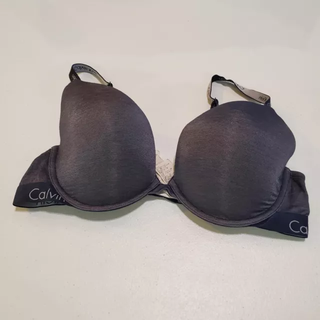 Calvin Klein Women Bra 36C Gray Heather Underwire Lightly Lined Adjustable Strap