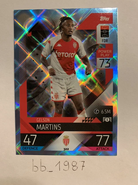 Topps - Match Attax CL 22/23 - Cristallo Parallelo - #322 Gelson Martins Monaco