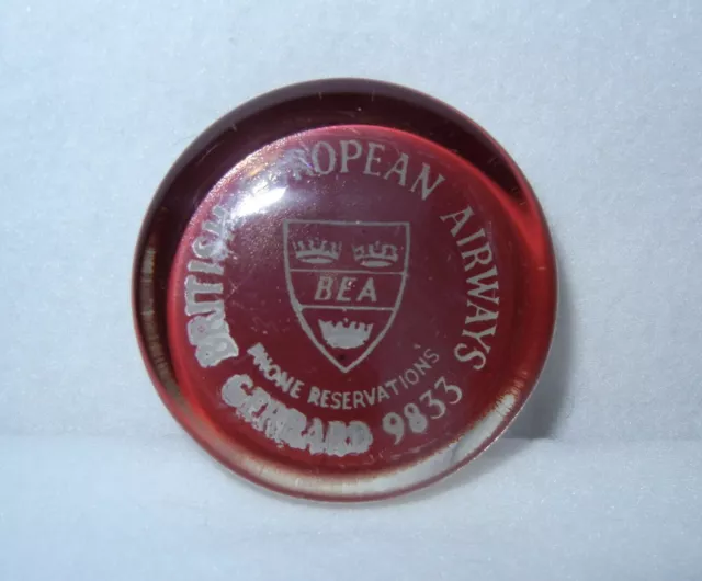 British European Airways BEA Vintage Glass Paperweight, Gerrard 9833