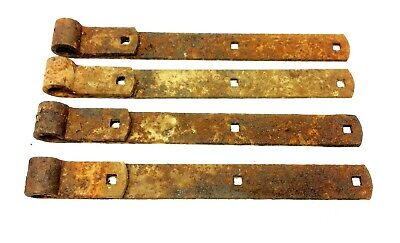 Set of Four Antique Old Metal Iron Rusted Barn Door Straps Hardware Parts