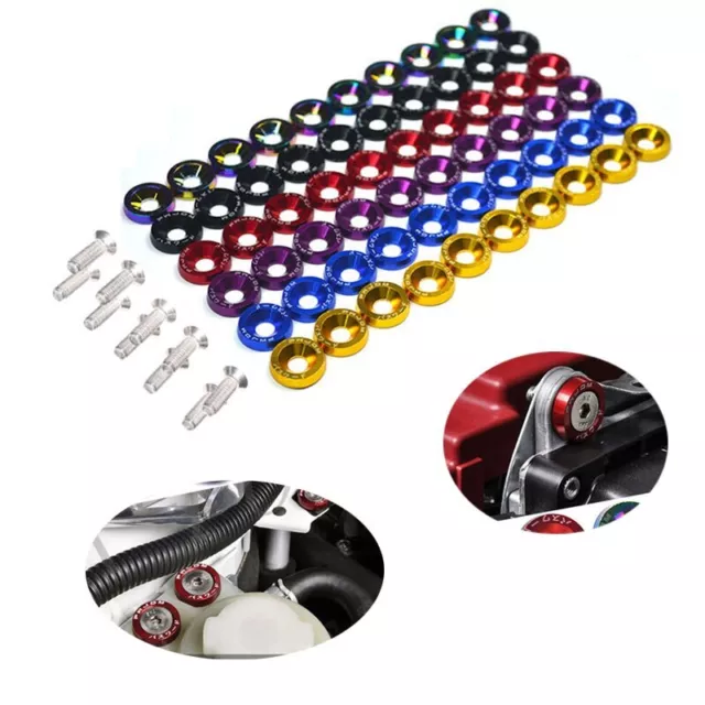 40×JDM Billet Gasket Fender Bumper Washer/Bolt Engine Bay Decor M6 Dress Up Kit