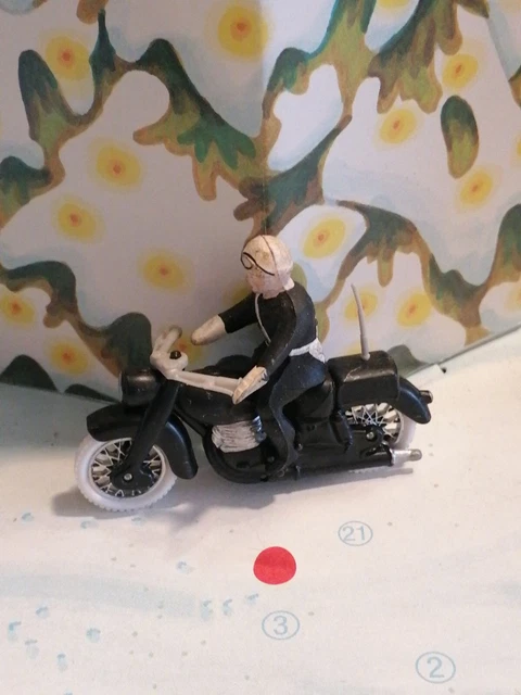1960'S Minialuxe Plastique Moto  Motard police gendarmerie  7.5 cm