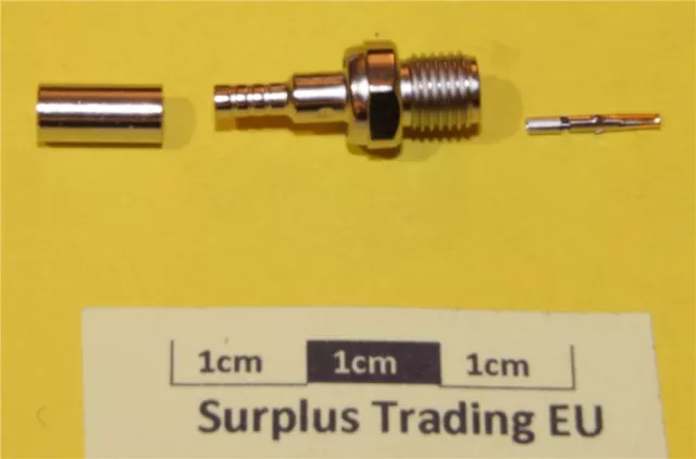 TE Straight 50Ω Free SMA Socket - Solder Pin / Crimp Braid RD316