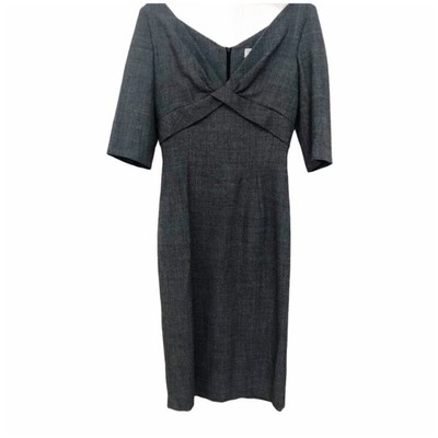 Paul and Joe Dress, Sheath Dress /criss cross Detail Top, Gray, 3/4 Sleeves