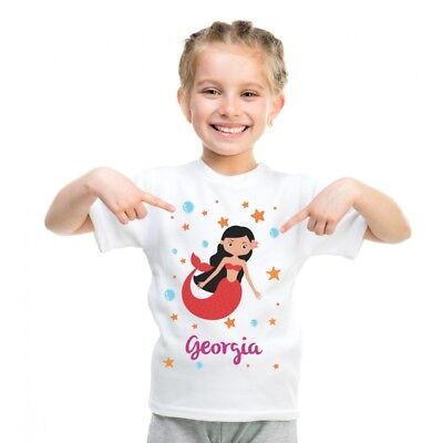 Nome Personalizzato T-Shirt Kids T-Shirt Stampata Bambini sirena Ragazzi Ragazze Personalizzato