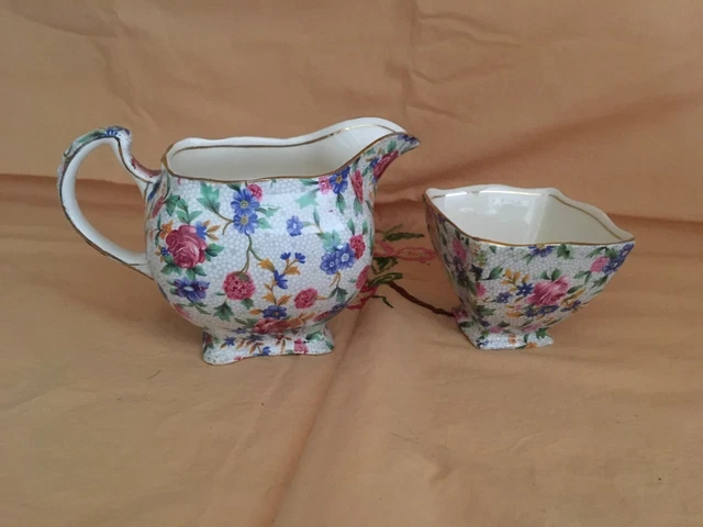 Royal Winton Grimwades Old Cottage Creamer and Sugar Vintage