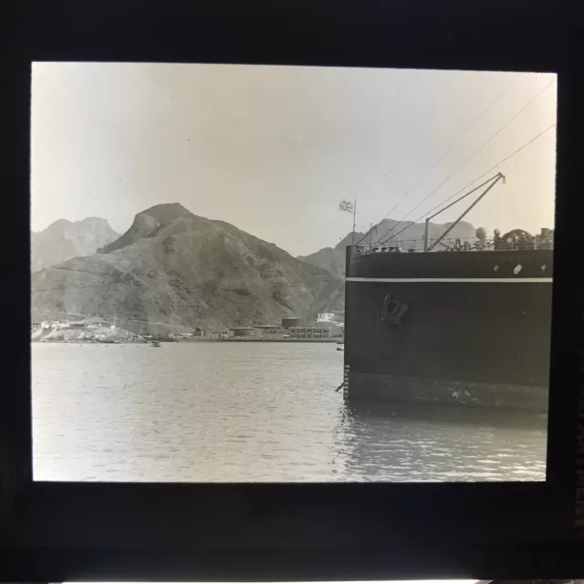 Antique Magic Lantern Glass Slide Photo Britt Steamer Ship Arabia Aden Haledra