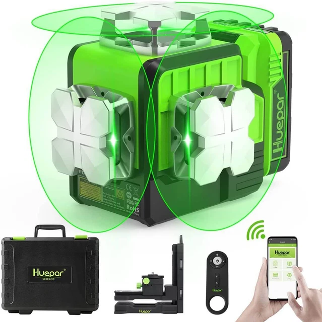 Niveau Laser 3D DEKO LL12-HV 12 Lignes Auto-Nivelant 360° - Croix Vert/Horizontal