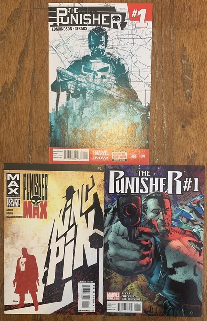 THE PUNISHER #1 Edmondson + PUNISHER MAX #1 Aaron + THE PUNISHER #1 Rucka VF+NM