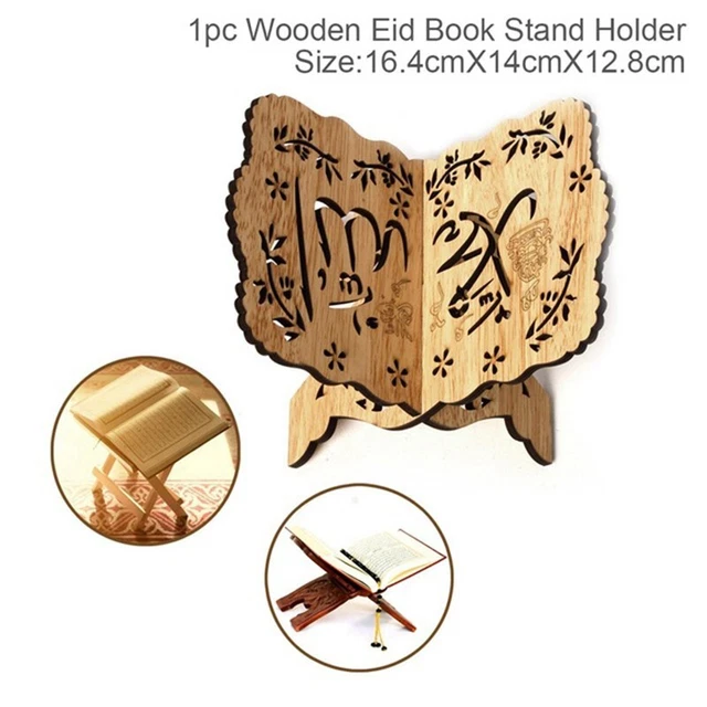 Support De Coran En Bois Décoratif - Support De Livre De Prière Eid Mubarak, Fabrication Main, Design Creux, Cadeau Musulman Ramadan