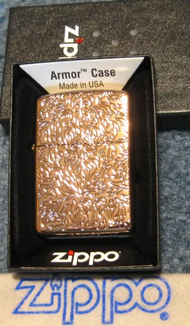 ZIPPO  CARVED DESIGN Lighter  ARMOR 49703 ROSE GOLD  New HIDEN WORD Sealed