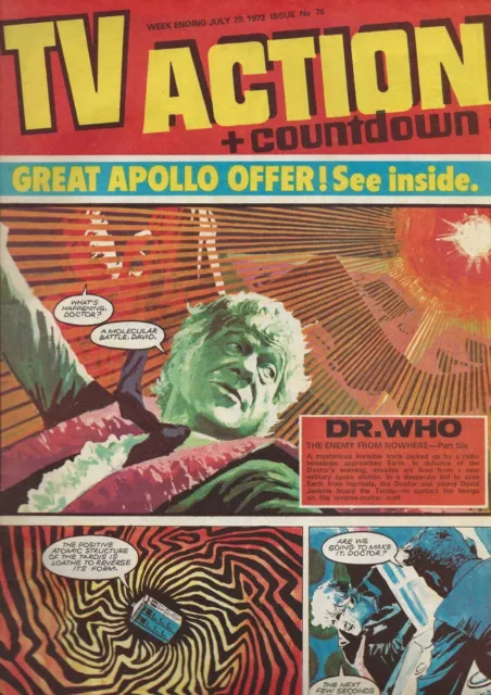 TV ACTION + Countdown - Issue 76 - July 29th 1972. DOCTOR WHO! THUNDERBIRDS! UFO