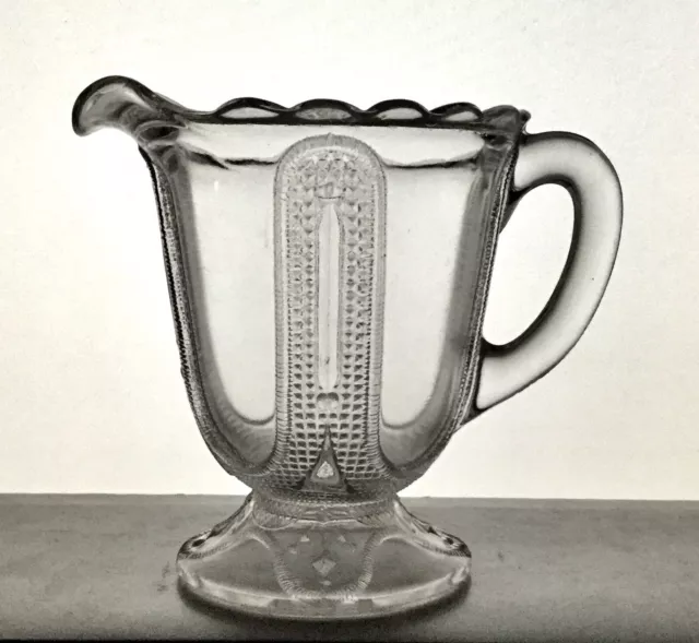 EAPG Antique Adams "CURTAIN TIE BACK" Clear Glass Creamer Cream Pitcher