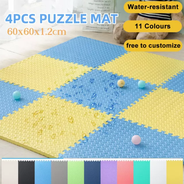 4PCS EVA Foam Puzzle Kids Playmat Floor Baby Mat Interlocking Heavy Duty