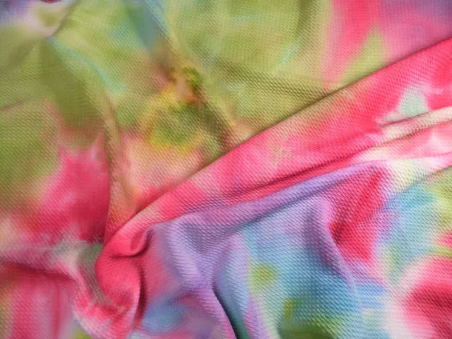 Bullet Hand Tie Dye Liverpool Textured Fabric Stretch Green Purple Pink Blue W36 2