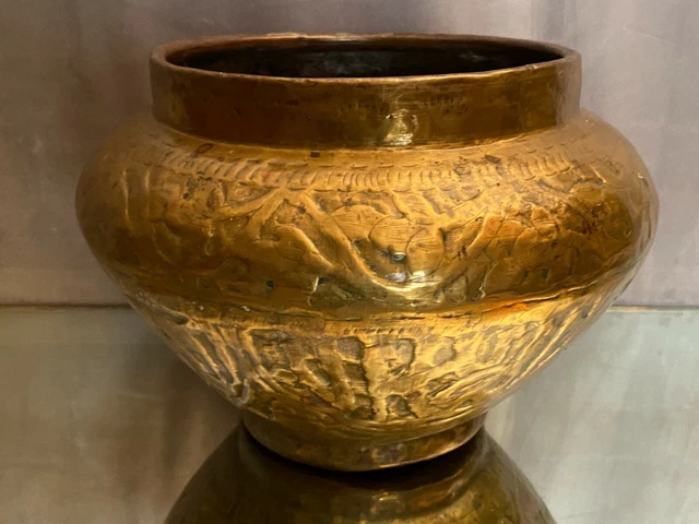 Cache-pot en laiton bronze Perse XIXe 4