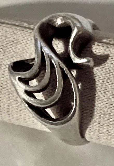 Bague Moderniste Scandinave En Argent 925 - Taille 59 - Bijou D'artiste Numéroté 222 - Occasion Bon état