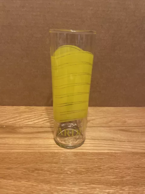 BACARDI LIMON  7" Tall 12 oz Highball.Glass -Libbey- Yellow- Wavy Bat Logo