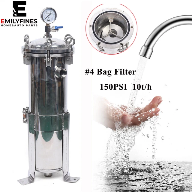 Bag Filter Housing Sock Filter 304 Stainless Steel 150 Psi In/Out #4 Bag w/ Mesh