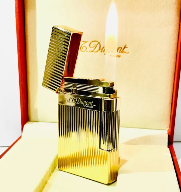 S.T. DUPONT Gas Lighter Gold Line 2 High Qualiti Brass made in France ST Dupont