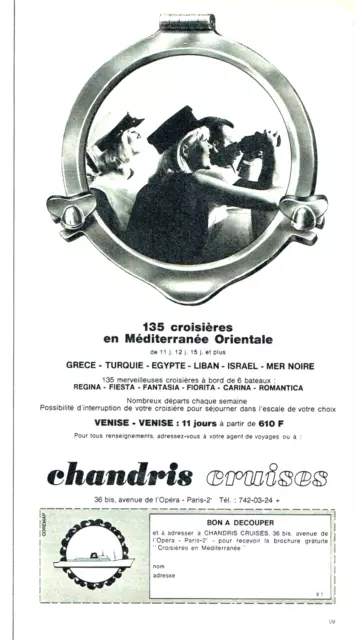 1971 Advertising Advertising 0623 Chandris Cruises Mediterranean Cooked Orient Orient