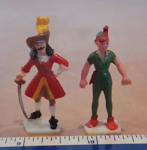 ORIGINAL 1960s MARX DISNEYKINS TINYKINS FIGURES;  PETER PAN AND CAPTAIN HOOK