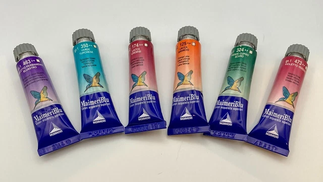 Juego de tubos de pintura de acuarela MaimeriBlu 6 x 15 ml hecho en Italia