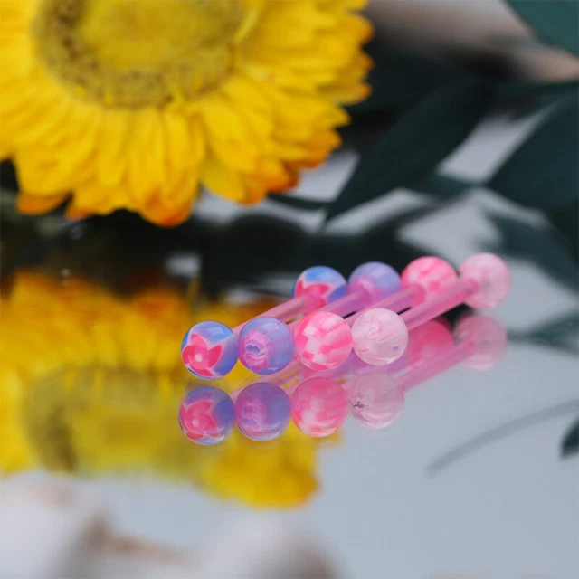 4 piezas Piercing Lengua Rosa Mezcla Color Lengua Anillo Pezón Pendientes PierciZ8