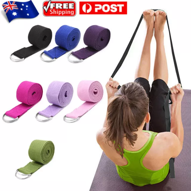 1.8M Adjustable Yoga Belt Stretch Strap D-Ring Band Gym Waist Leg Sport Fitness