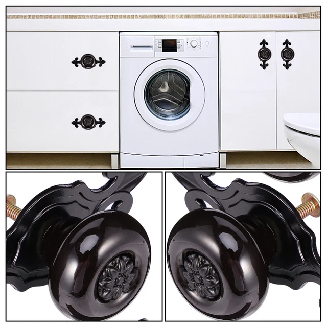 4 Pcs Closet Handles Ceramic Handle Black Indoor Door Knobs Household 3