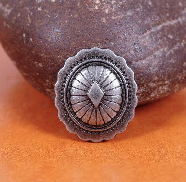 Concho tribal de girasol - Bolso de conchos con tachuelas de remache grabado cinturón artesanías de cuero