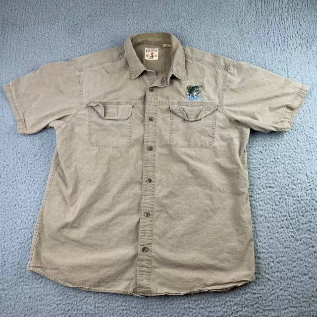 REDHEAD SHIRT MENS Large Brown Short Sleeve Embroidered Fishing