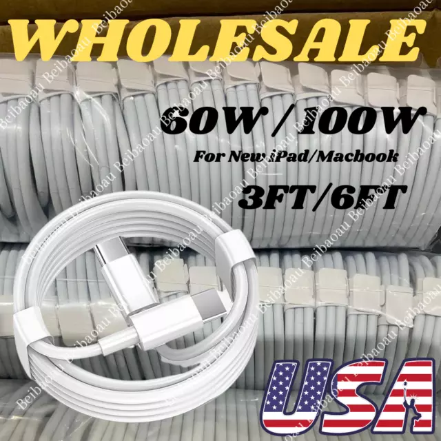 60W/100W Type C To USB C Cable Fast Cord For iPad Mini/Macbook Pro/iPhone 15 Lot