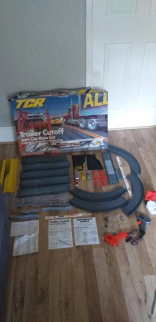 Vintage TCR Total Control Racing Trailer Cutoff Jam Car Race Set Slot Cars rare