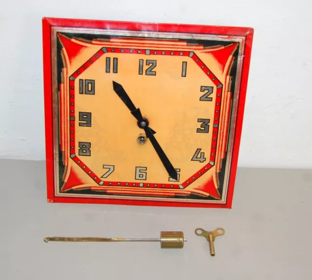 Tres Bon Etat.art Deco.pendule Mecanique  Glacoide.+ Clé+ Balancier.fonctionne