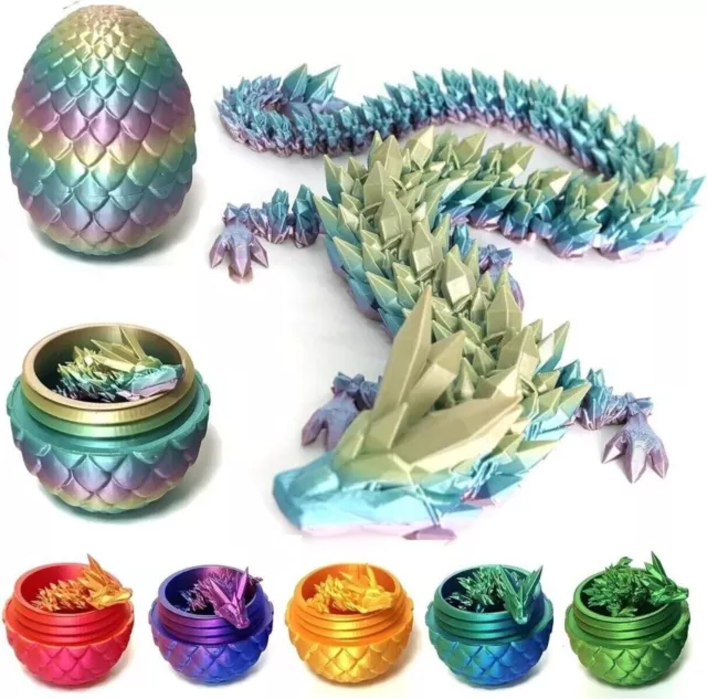 Surprise Dragon Egg Articulating Gemstone Dragon Fidget Toy-3D Printed Dragon UK