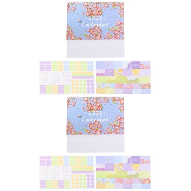 2 Pc Calendario Tavolo Scrivania Di Casa Mini Desktop 2022 Topper