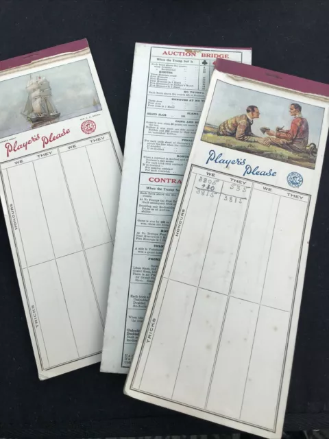 Players Cigarettes Bridge Pads Used  X 3