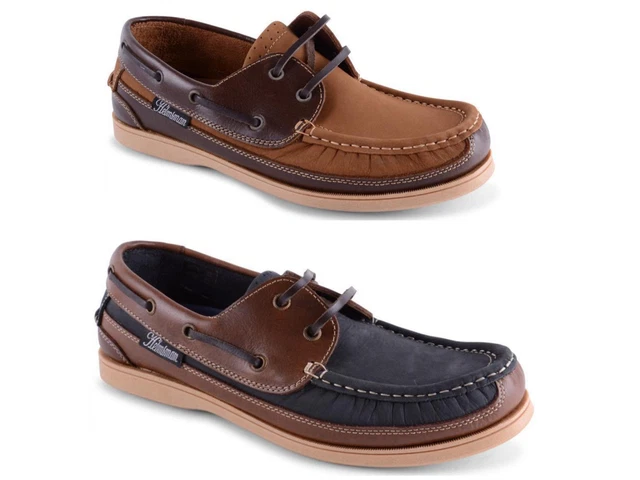 MENS SEAFARER HELMSMAN Leather Nubuck Boat Deck Shoes 2 Colours