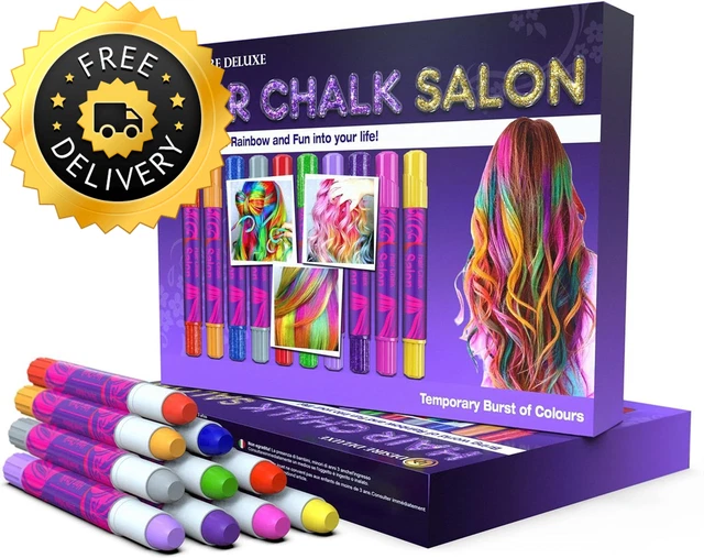 Regalo de tiza para cabello de lujo Desire para niñas - 10 temporales no tóxicos fáciles...