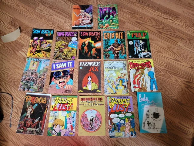 Large Mixed Lot Of 17 Vintage Comic Books Book Adult Rare Slow Death Others