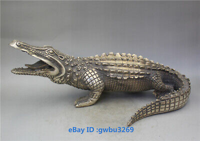 Collection Chinese old Tibet Silver Hand Carved Crocodile Statues 20913