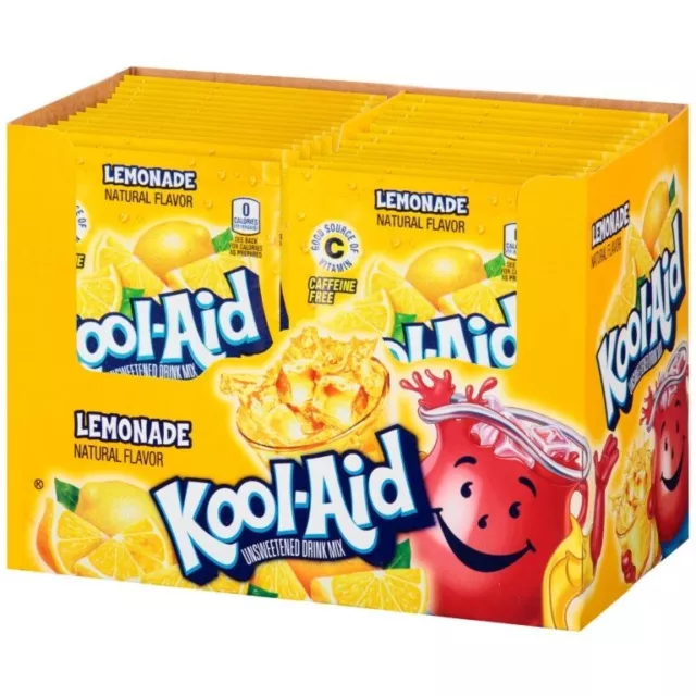 916207 1X Bulk Box 48 Sachets Kool-Aid Kool Aid Lemonade Flavour Drink Mix