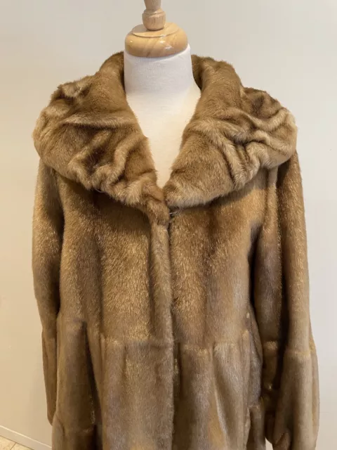 Jones New York Wn's Sz M Faux Mink Fur Tiered Swing Coat Retail $380 2